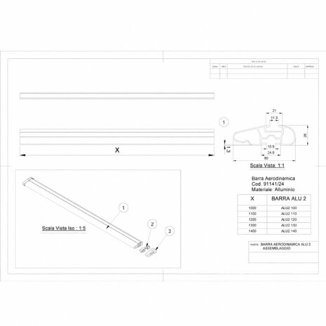 Dakdragers aerodynamisch zilver Sime 2 110cm Citroën C5 Break 2001-2007