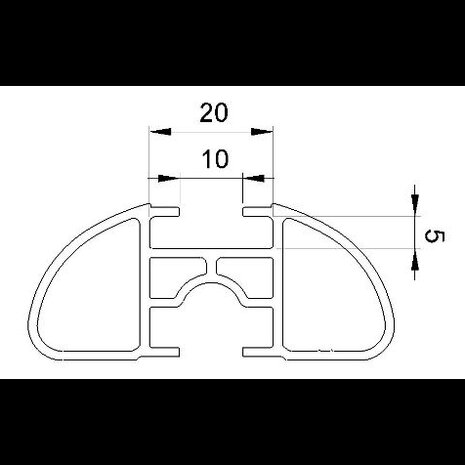 Doorsnede van de aluminium ligger 6cm